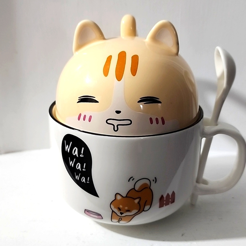 Ceramic Dog Shiba Inu Coffee Mug Fancy Cartoon Shiba Tea Cup with Lid an…